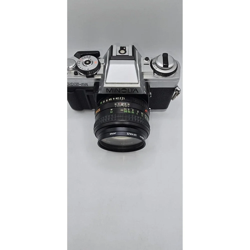 Minolta XG-M SLR Film Camera Black Silver tested Lens, Manuals, Accessories, Bag